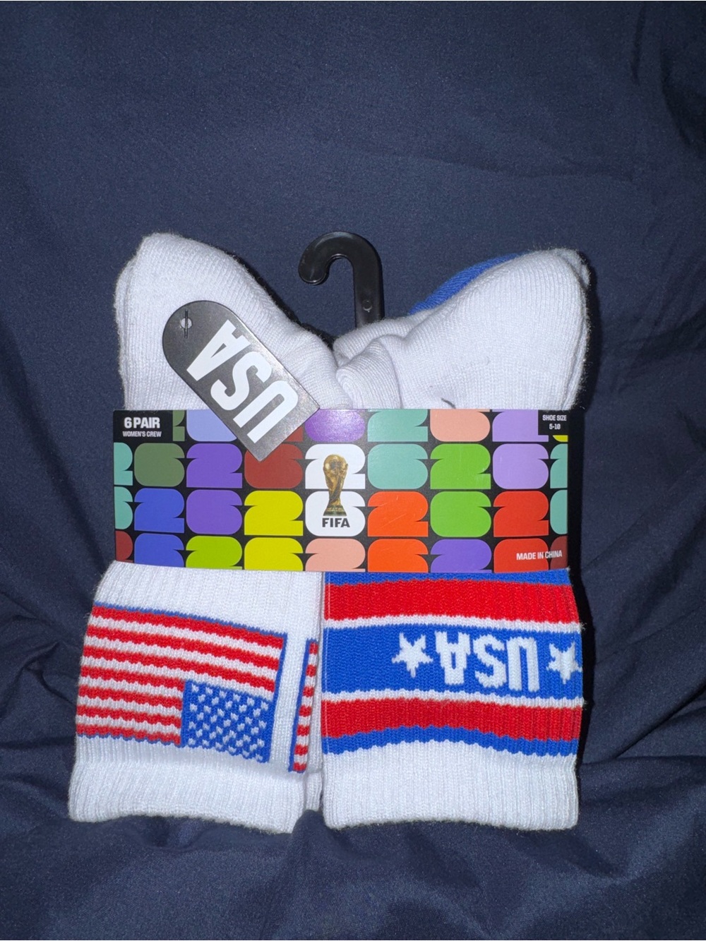 USA Patriotic Crew Socks - White, Red & Blue